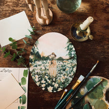 Load image into Gallery viewer, "Girl With Flowers: At Sunset" Print on Paper