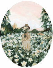 Load image into Gallery viewer, "Girl With Flowers: At Sunset" Print on Paper
