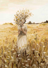 Load image into Gallery viewer, Cards - Girl with Flowers: In Gold
