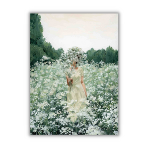 "Girl With Flowers: In Green" Print on Paper