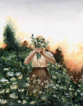Load image into Gallery viewer, &quot;Girl With Flowers: At Dusk&quot; Print on Paper
