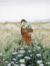 Load image into Gallery viewer, &quot;Girl With Flowers: On a Gray Day&quot; Print on Paper
