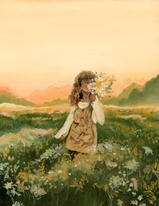 "Girl With Flowers: On a Smokey September Evening" Print on Paper